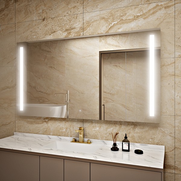 Rectangular Bathroom Mirror LED for Vertical or Horizontal Mounting