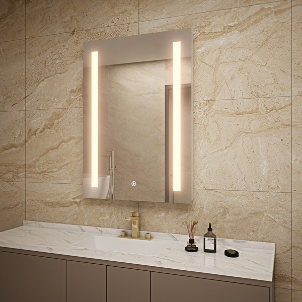 Rectangular Bathroom Mirror LED for Vertical or Horizontal Mounting