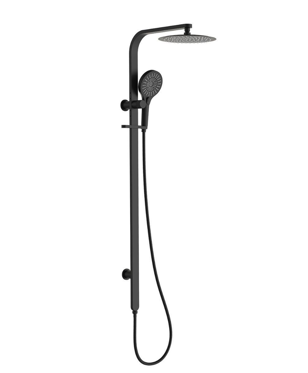 Luxury Black Bathroom Shower Faucet 304 Stainless Steel and Brass Body Square Rain Shower Head Set