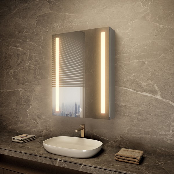 Bathroom lighted mirror cabinet